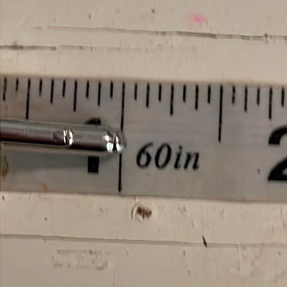 1950s MCM engravable rectangular silver tone bullet back cuff links w/diamond - Picture 12 of 14